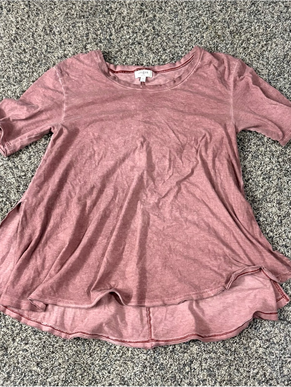 Umgee Washed Rose Short Sleeve Scoop Neck Tunic